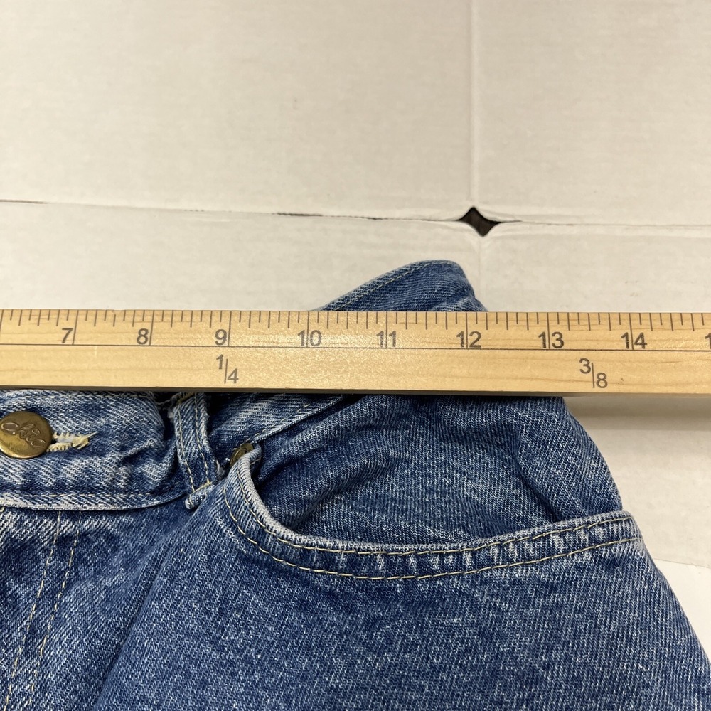 Vintage Chic by h.i.s. High Waisted Mom Jeans Blue Tapered Raw Hem USA Made 12P - Picture 7 of 11
